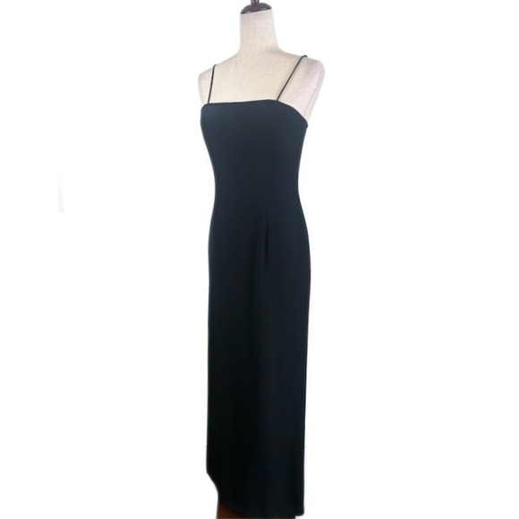 Bob Mackie Boutique Black Maxi Dress Sleeveless Evening Gown Cocktail Y2K Size 8 - Picture 1 of 4